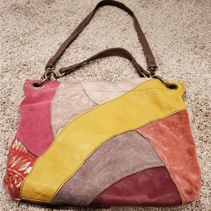 Fossil Multicolored Suade/Leather Shoulder Bag